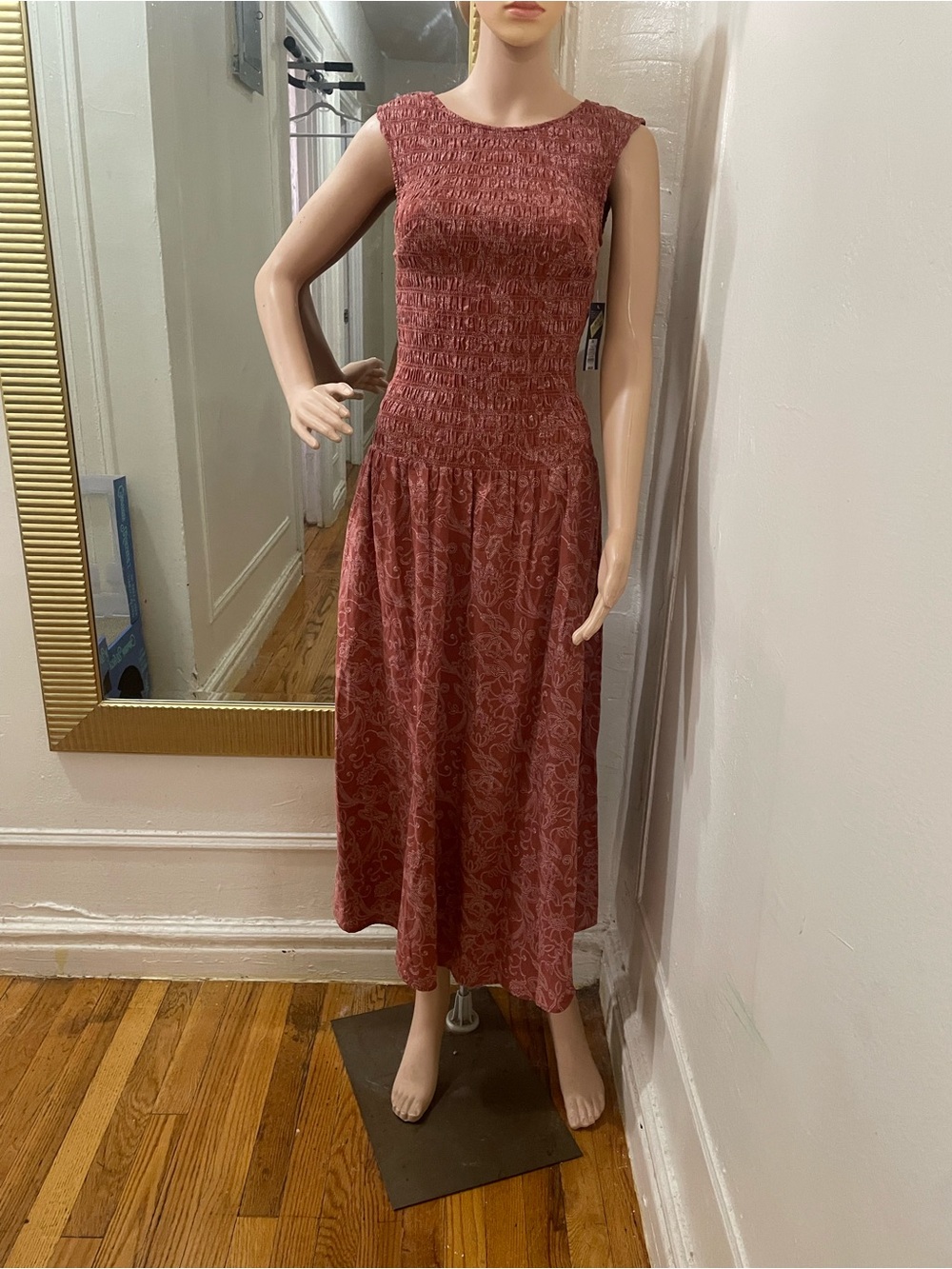 Universal Thread Rust Red Smocked Midi Dress